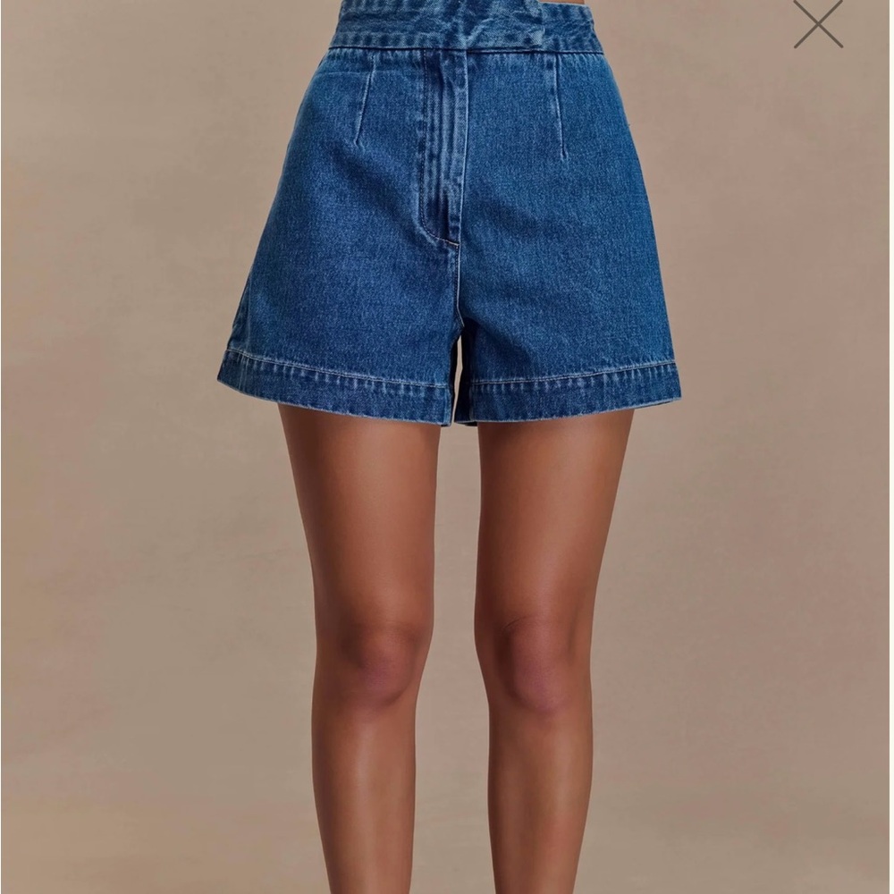 Meshki Blue High-Waist Denim Shorts